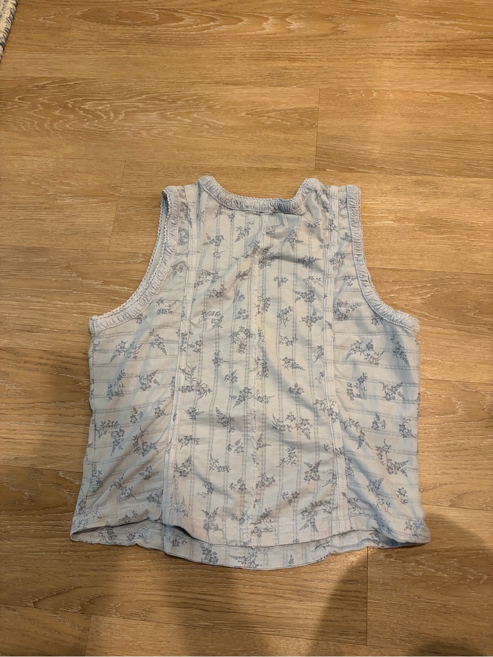 Pilcro Blue and White Floral Cotton Camisole - Picture 3 of 3